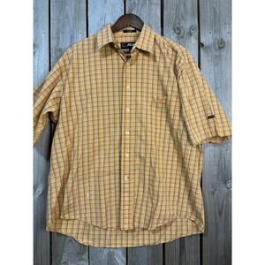 FUBU Y2K Orange Plaid Button Up Shirt 🏀 Men's‎ Large Streetwear